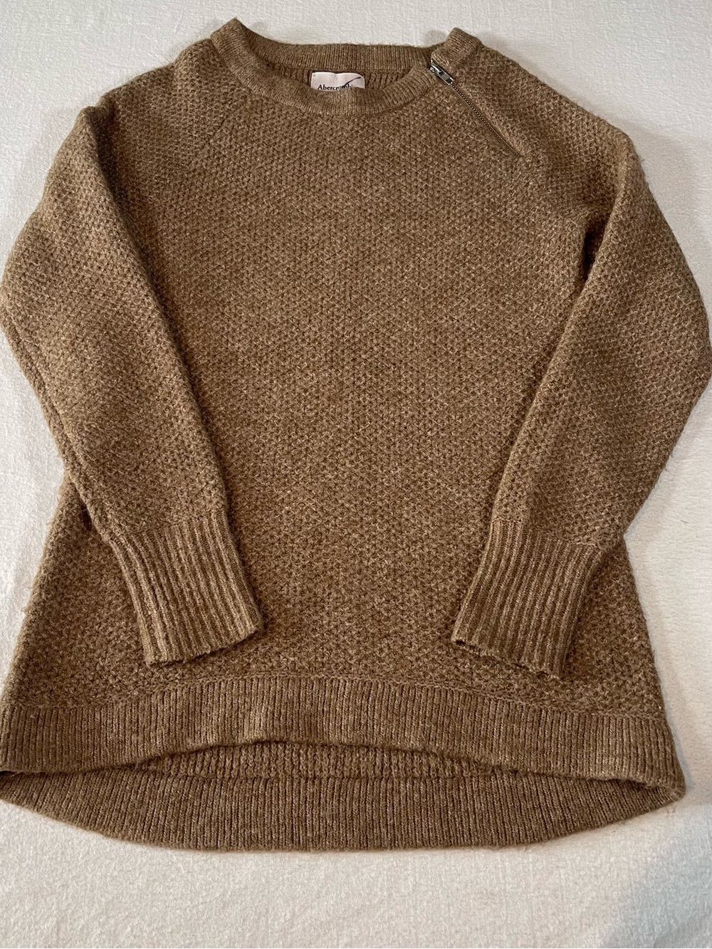Abercrombie & Fitch Zip-Shoulder Brown Knit Crewneck Women's Sweater XS